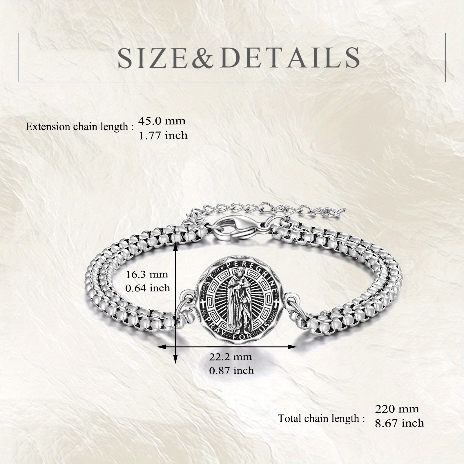 St Peregrine Bracelet Sterling Silver Protector Jewelry Gift